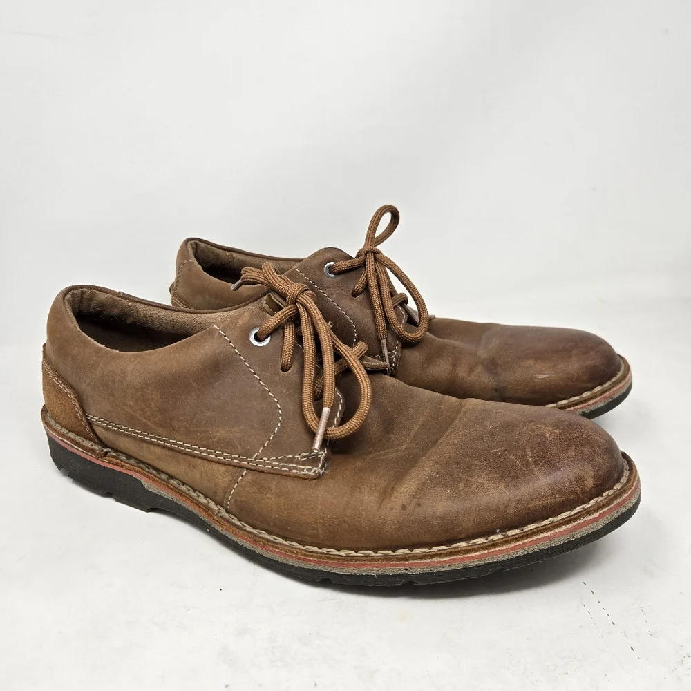 CLARKS Shoes Mens 11 M Edgewick Plain Oxford Brown Lace‎ Up Casual Mid